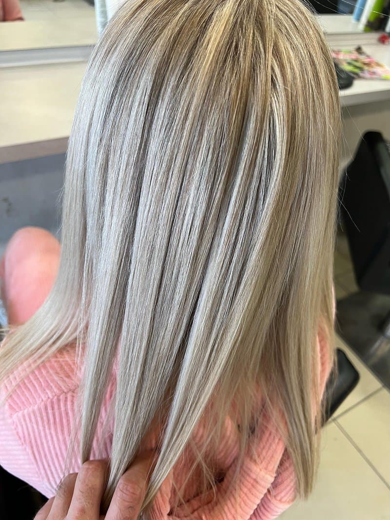 Silver blonde, straightened